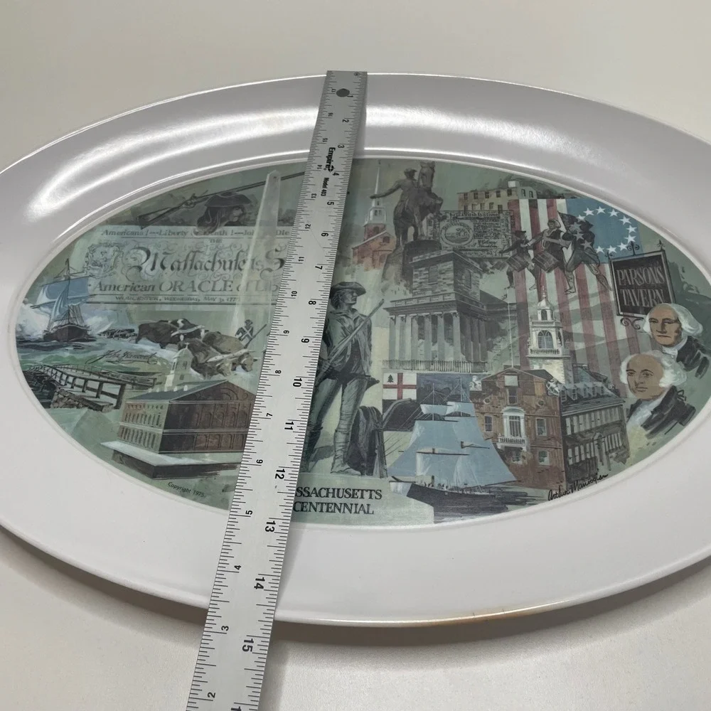 Brookpark 1521 Massachusetts Bicentennial Platter Arthur Manoogian 1975 Melamine